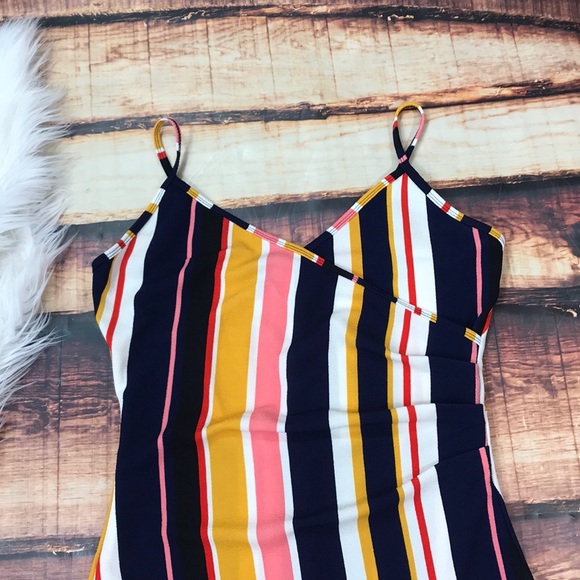 << Striped Asymmetrical Hem Romper >> - Picture 2 of 8